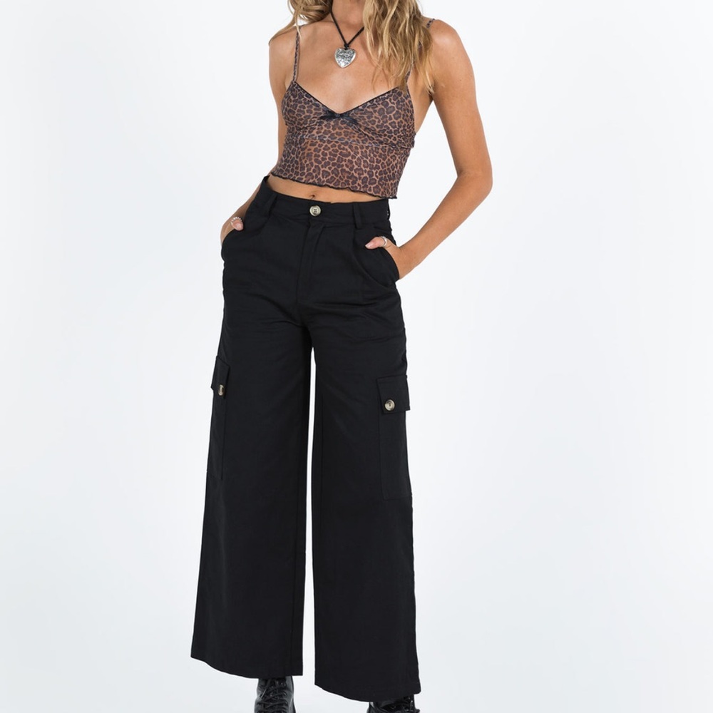 Princess Polly Worley Cargo Pants Black Gem